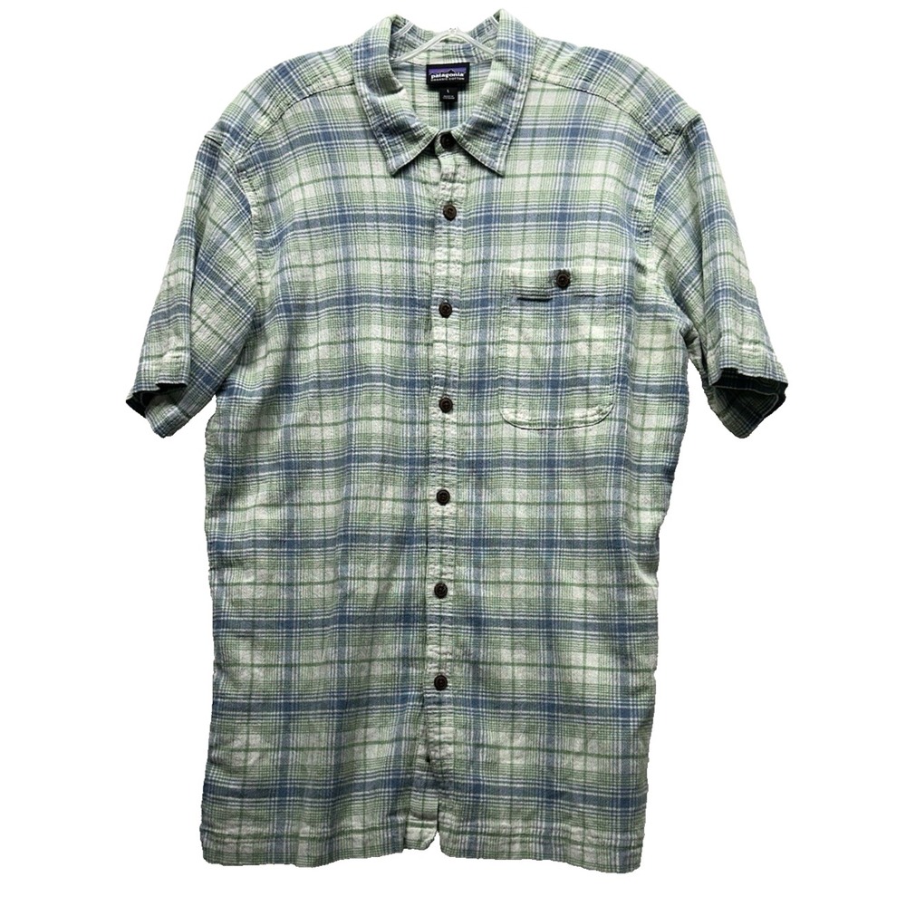 Patagonia Organic Cotton Men's Large Short Sleeve Plaid Button Up Shirt (HU)